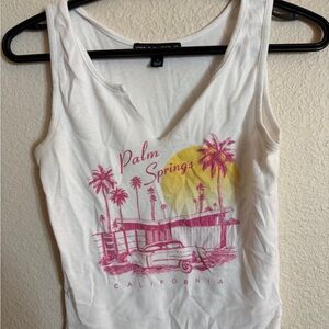 Trendy White Palm Springs Graphic Tank Top